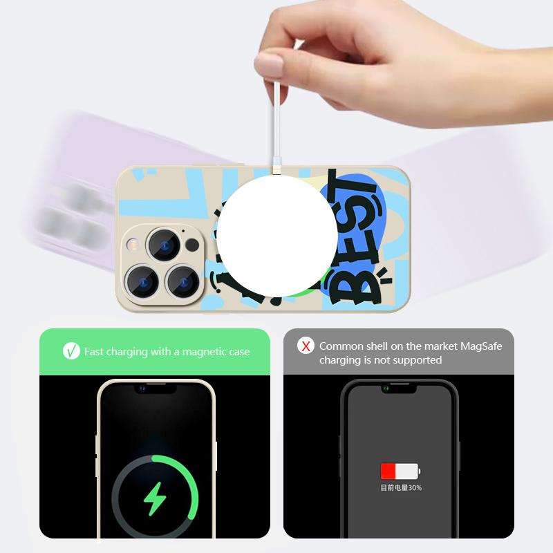 Магнитный Чехол Для Magsafe Для iPhone 17 Pro Max Цветной Принт С Буквами Граффити Мягкий Силиконовый Задняя Крышка Телефона Для iPhone 16 15 14 13 Pro Max 16e 17e