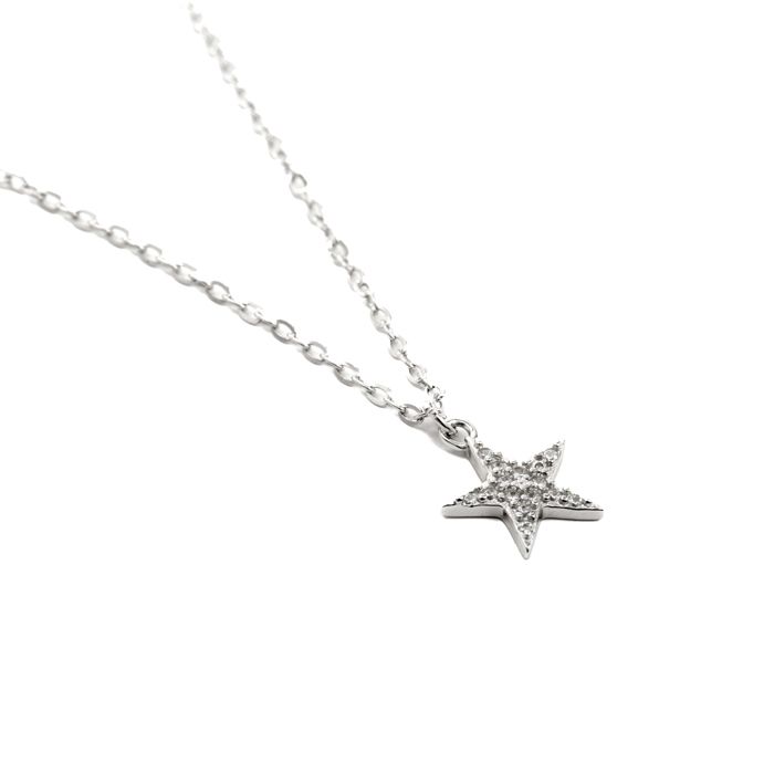 Collier Luxenter en argent 925 avec zircon brillant finition en rhodié - Leilda