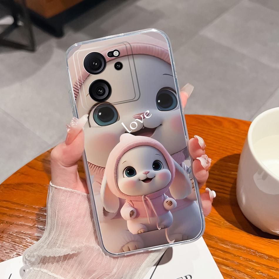 Прозрачный чехол для Xiaomi 13T Pro, мягкий ТПУ силикон, милый мультяшный задний чехол для Xiaomi 13 T 13TPro, противоударный, легкий