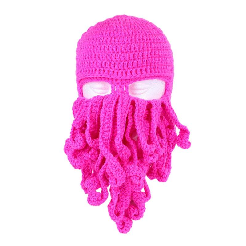 Смешная зимняя теплая шапка с усами осьминога для косплея