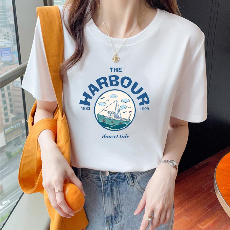 VEZFAA Женские модные повседневные летние весенние блузки и рубашки с круглым вырезом с короткими рукавами