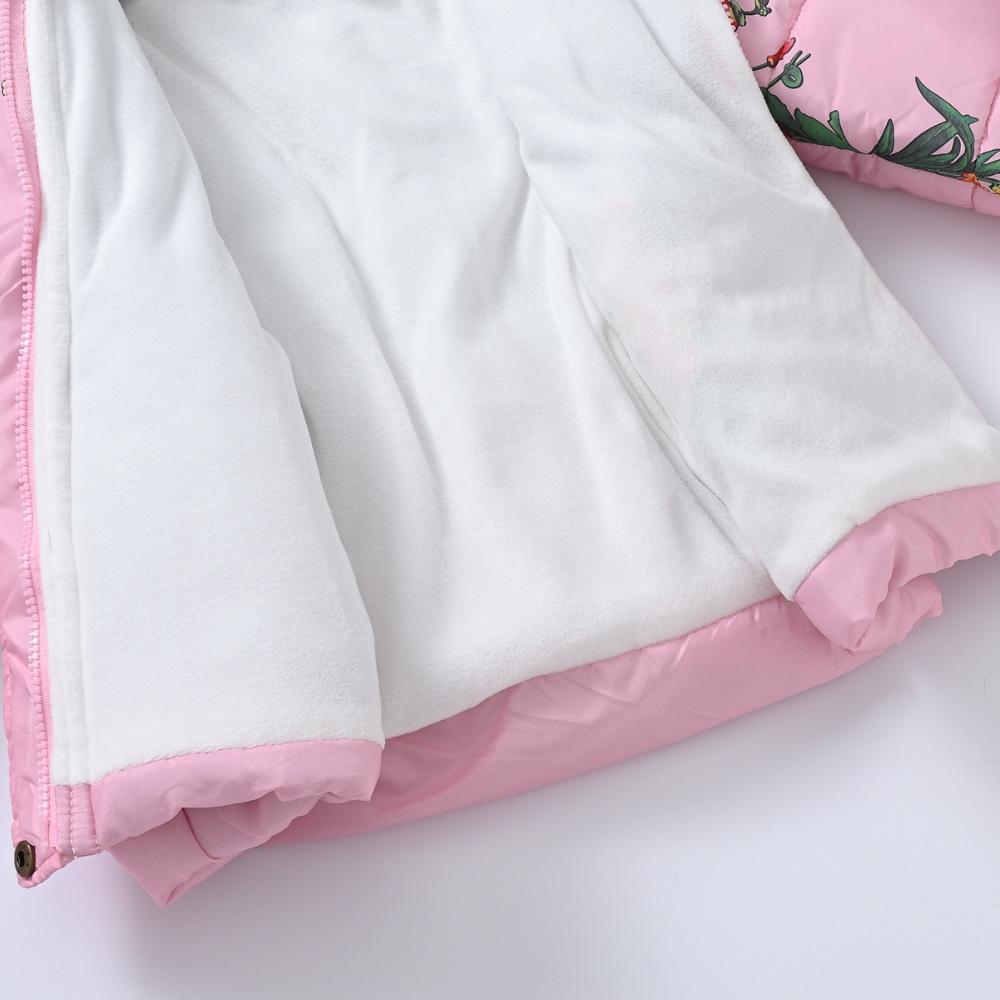 Children Cotton Coats Girls Winter Jacket Thickened Hooded Overcoat Warm Fashion Casual Printed Kids Cotton-padded Clothes
