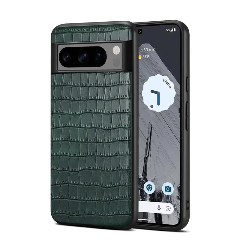 EUCAGR Роскошный кожаный чехол для телефона с узором под крокодила для Google Pixel 10 Pro XL 9 8 7 6 Pro Задняя крышка для Google Pixel 8A 7A 6A