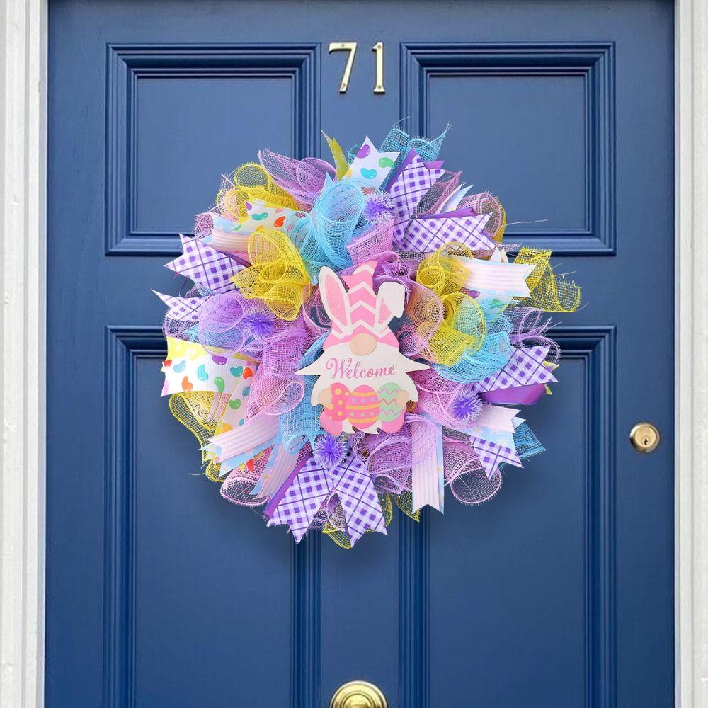 Hanging Easter Dwarf Rabbit Wreath Cartoon Door Hanging Garlands Home Party Decor