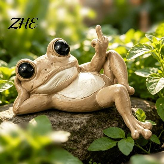 Lazy Frog Figurine Funny Lounge Resin Figurine, Whimsical Statue, Novelty Stress Relief Gift Desk Ornament for Office Bedroom Patio Balcony