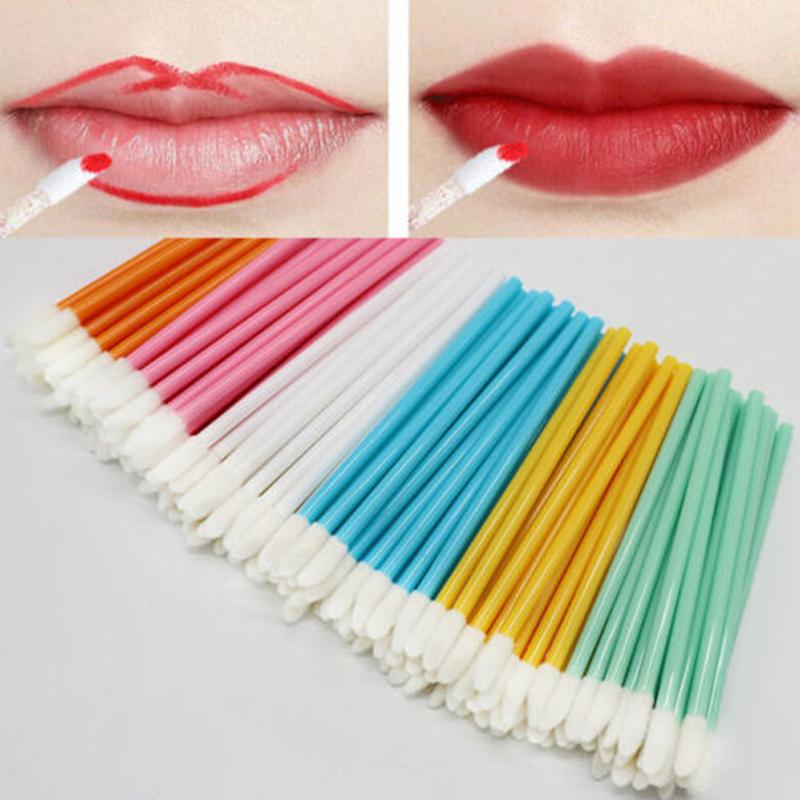 50PCS Disposable Lip Brush Portable Makeup Applicator For Lip Gloss Balm Mask Concealer Eyeshadow With Flocked Tip Hygienic Cosmetic Tool