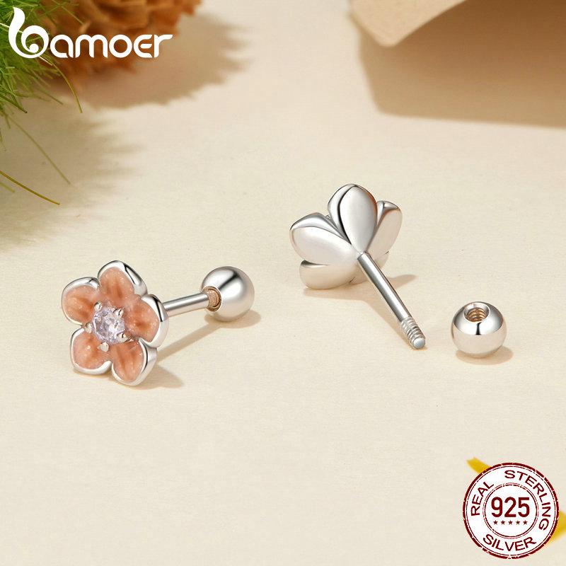 Серьги-гвоздики BAMOER из стерлингового серебра 925 пробы с вишней, гипоаллергенные очаровательные ювелирные изделия, подарочные серьги для женщин и девочек