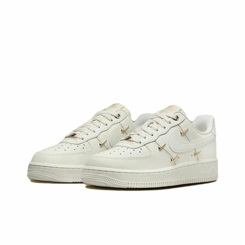 Nike Кроссовки Air Force 1 с амортизацией, низкие, для детей, lifestyle, белые с золотым, FD6654-111