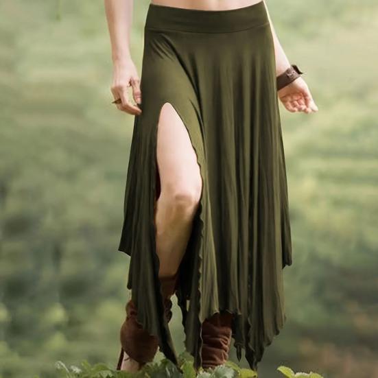 Женская юбка с высокой талией, однотонная, неровный подол, длинная юбка с боковыми разрезами, утягивающая юбка для работы, отдыха, путешествий