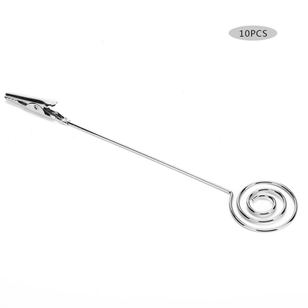 10PCS Round Table Note Clips 15*3cm Metal Table Cards Clip Table Cards Holder Message Display