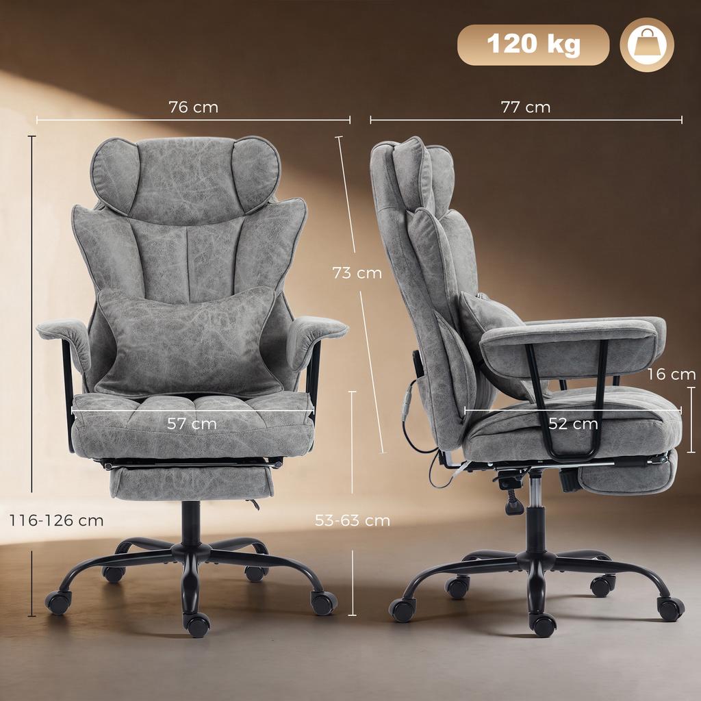 Office Chair with 6-Point Massage and Heat, Desk Chair, Gray