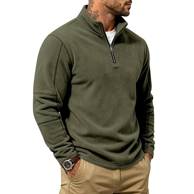 Men S Fleece Stand Collar Zip Sweatshirt Loose Casual Autumn Winter