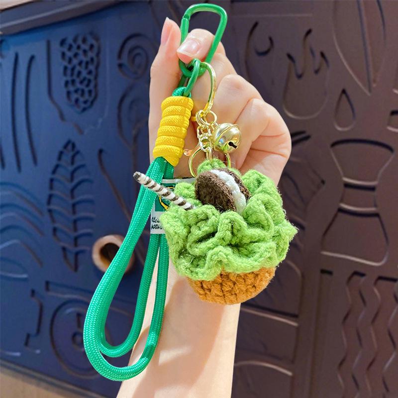 Crochet Cake Keychain: Orange & Grape Pendant Gift for Friend’s Birthday