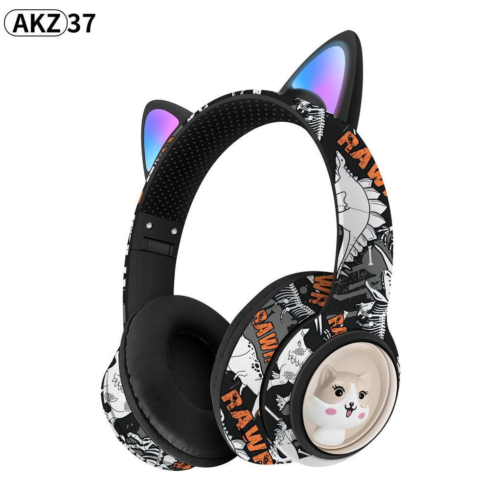2024 AKZ-37 Игровая Bluetooth-гарнитура с граффити-дизайном, беспроводная, мультяшный дизайн, Bluetooth 5.3