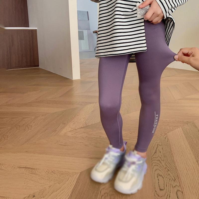 Girls Yoga Pants Letter Print Reflective Design Casual Comfy Pants Gym Leggings