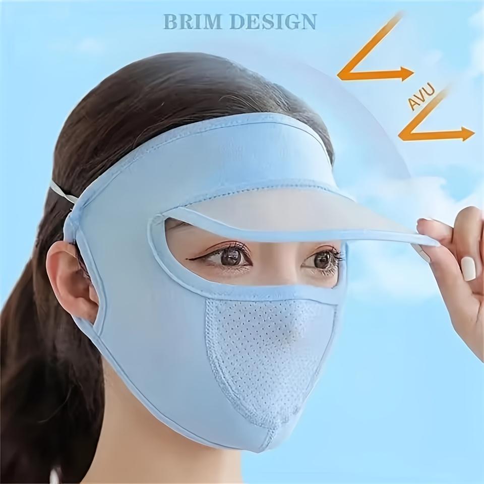 Summer Sun Protection Face Covering with Visor - Breathable Polyester Face Scarf, Elastic Fit, Sun-Proof, Washable Full Face Mask for Going OutC
