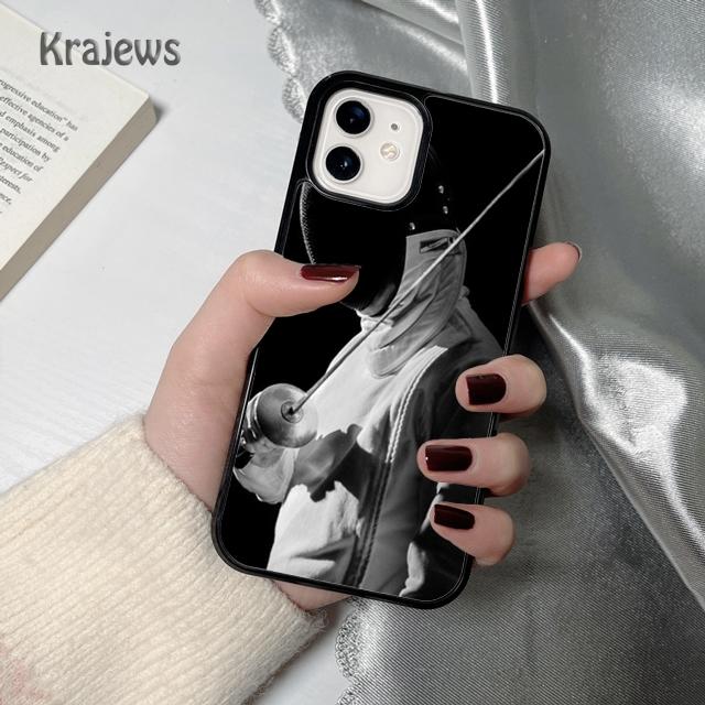 Krajews Спортивное фехтование мягкий чехол для телефона для iPhone 16 15 14 plus XS XR 11 12 mini 13 pro max coque Shell Fundas