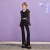 UNIFREE Women's Printed Slit Flared Casual Pants