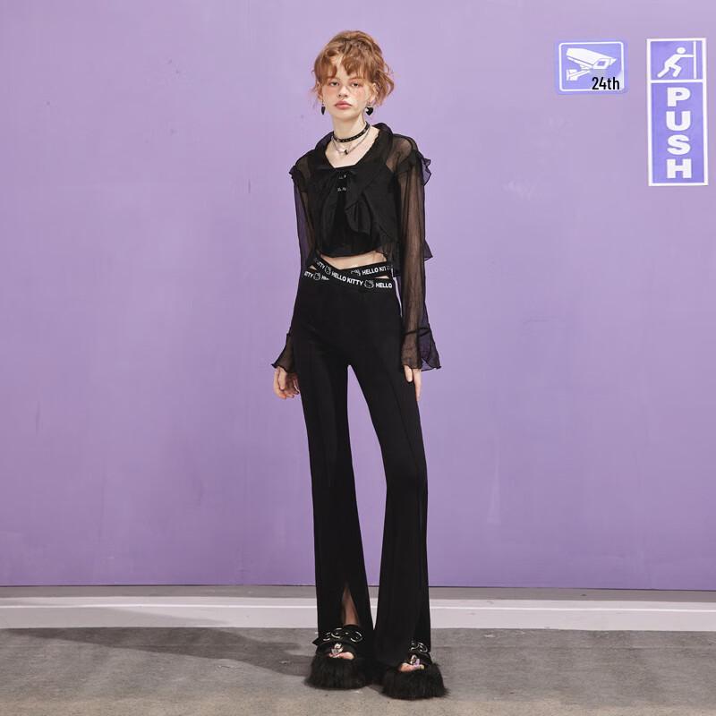 UNIFREE Women's Printed Slit Flared Casual Pants