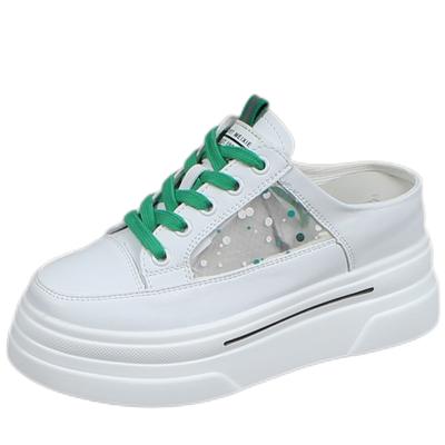 Модные полутапочки женские летние 2024 года новые наружные дышащие сандалии с толстой подошвой, увеличивающие рост на 8 см, без каблука, белые туфли, кроссовки