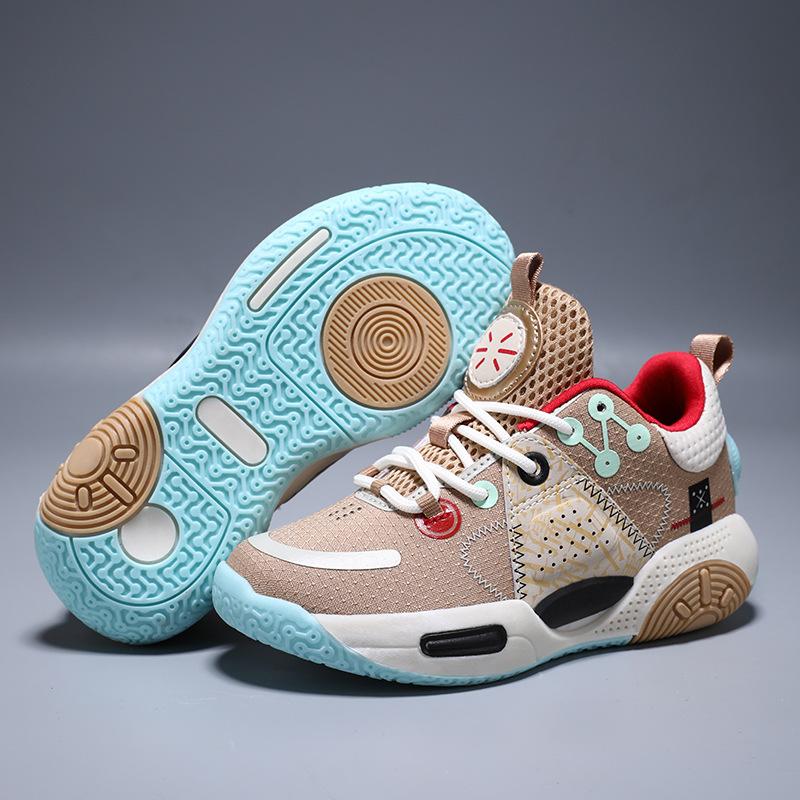 New Spring New Boys Basketball Shoes Breathable Shock Absorption Wear-resistant Students Combat Children's Basketball Shoes Outdoor