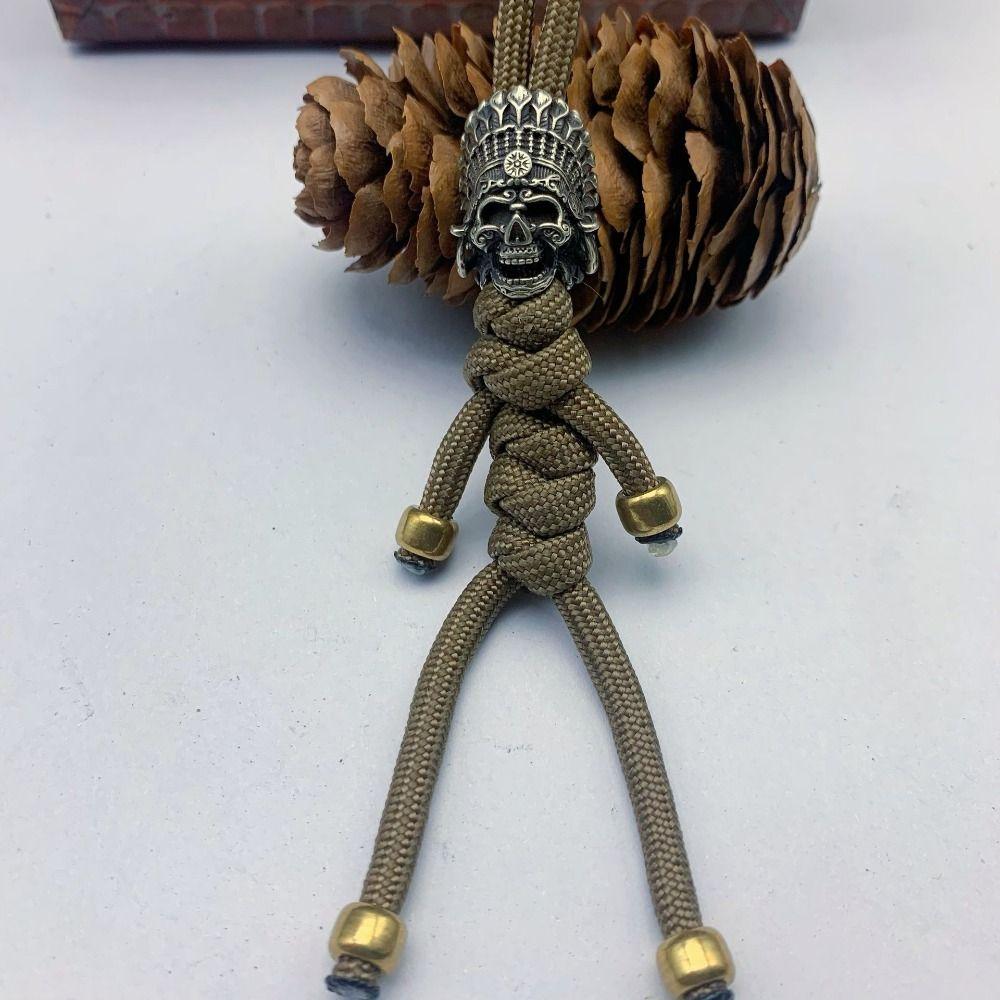 Copper Brass Crown Skull Beads Crown Outdoor Tools Brass EDC Skeleton Pendant EDC Outdoor Tools