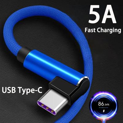 5A кабель быстрой зарядки типа C, кабель с изгибом 90 градусов, USB-кабель C для игр, для Samsung Xiaomi Redmi Honor, зарядное устройство для телефона, USB-кабель