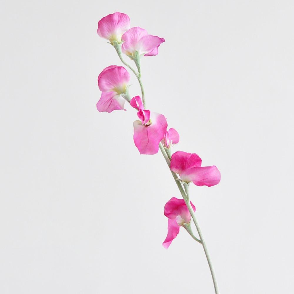 Artificial Fake Flower Bunch Compact Flocked Stem Bouquet Sweet Pea Flowers For Home Decoration