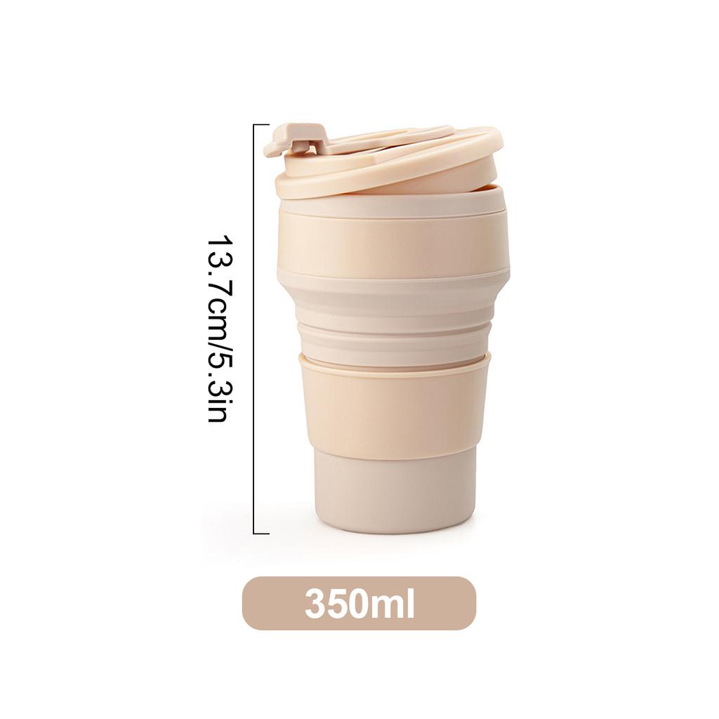 Leeseph Collapsible Travel Cup, Silicone Portable Drinking Mug with Lid for Water, Coffee, Drinks for Hiking & Picnic(350/500ML)