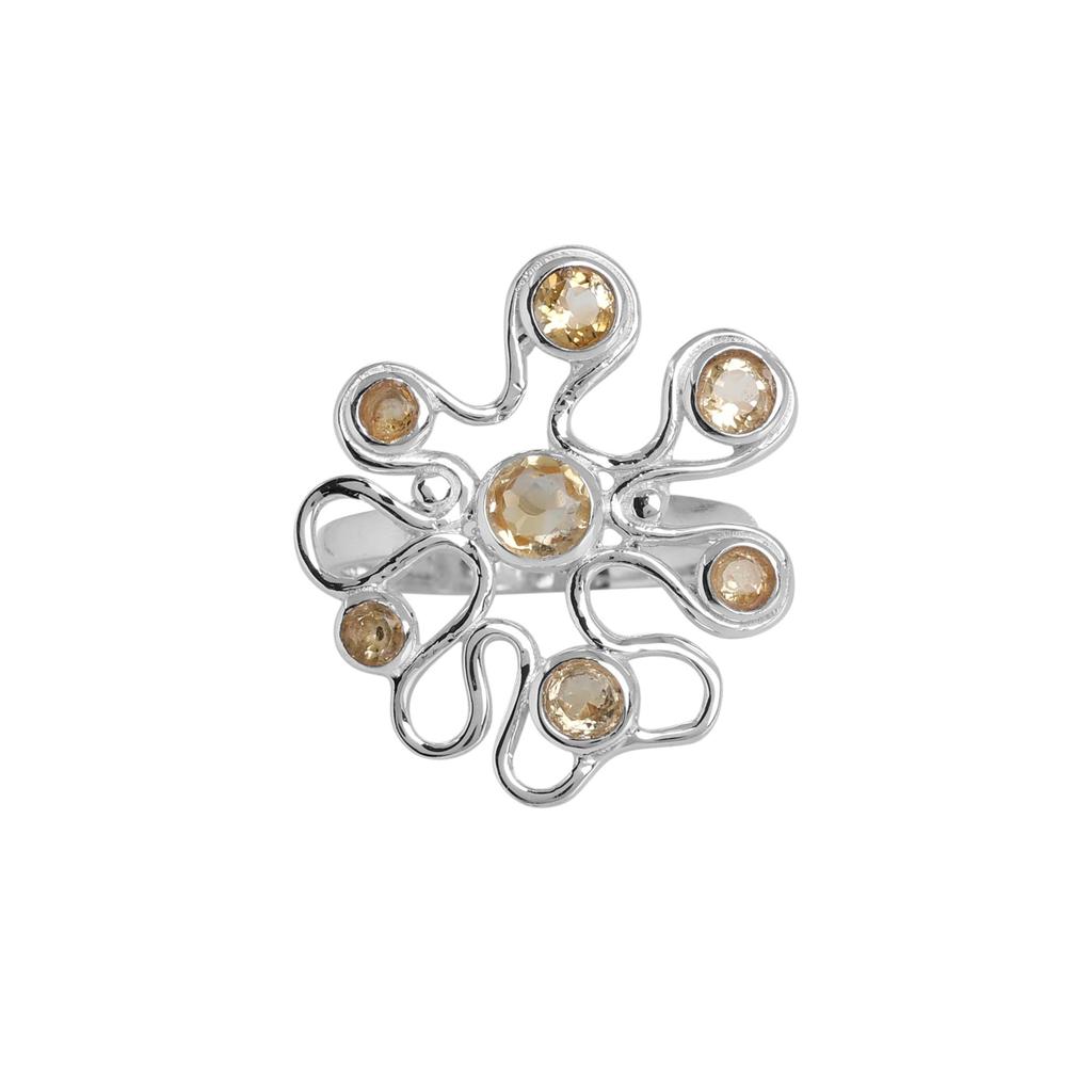 Серебряное кольцо с цитрином, Ювелирное изделие ручной работы из серебра 925 пробы, Женское серебряное кольцо, Подарок для нее Ar8927