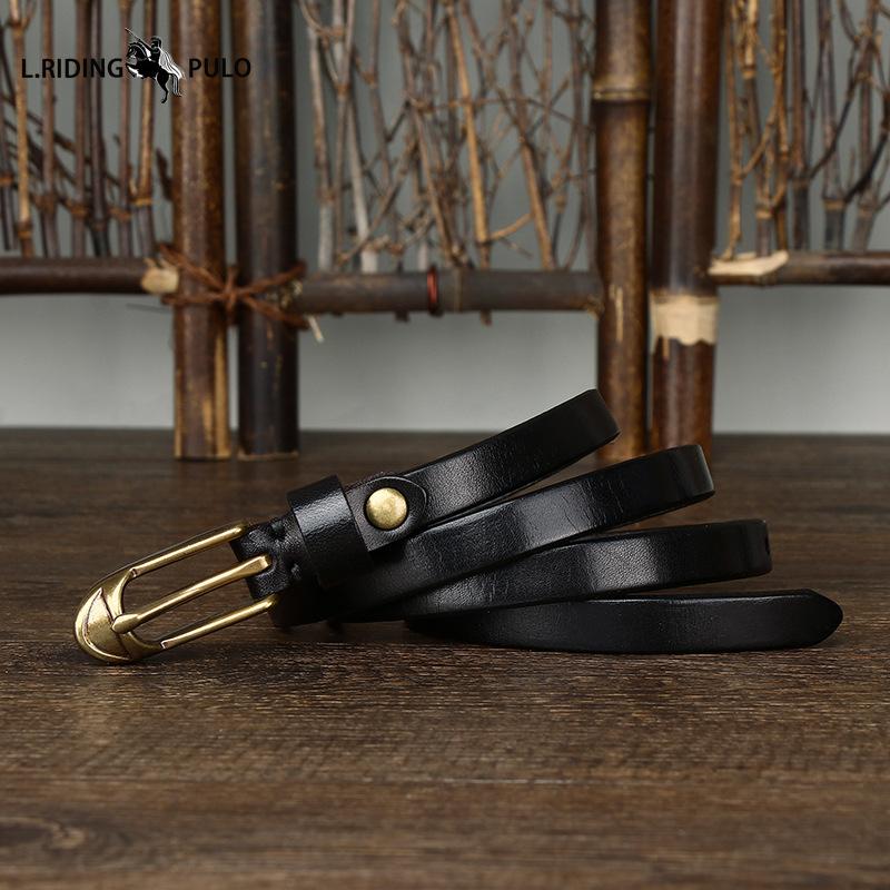 Женский тонкий ремень Медная пряжка в форме туфли с курткой Женский из чистой коровьей кожи Ретро Модный тренд Узкий ремень