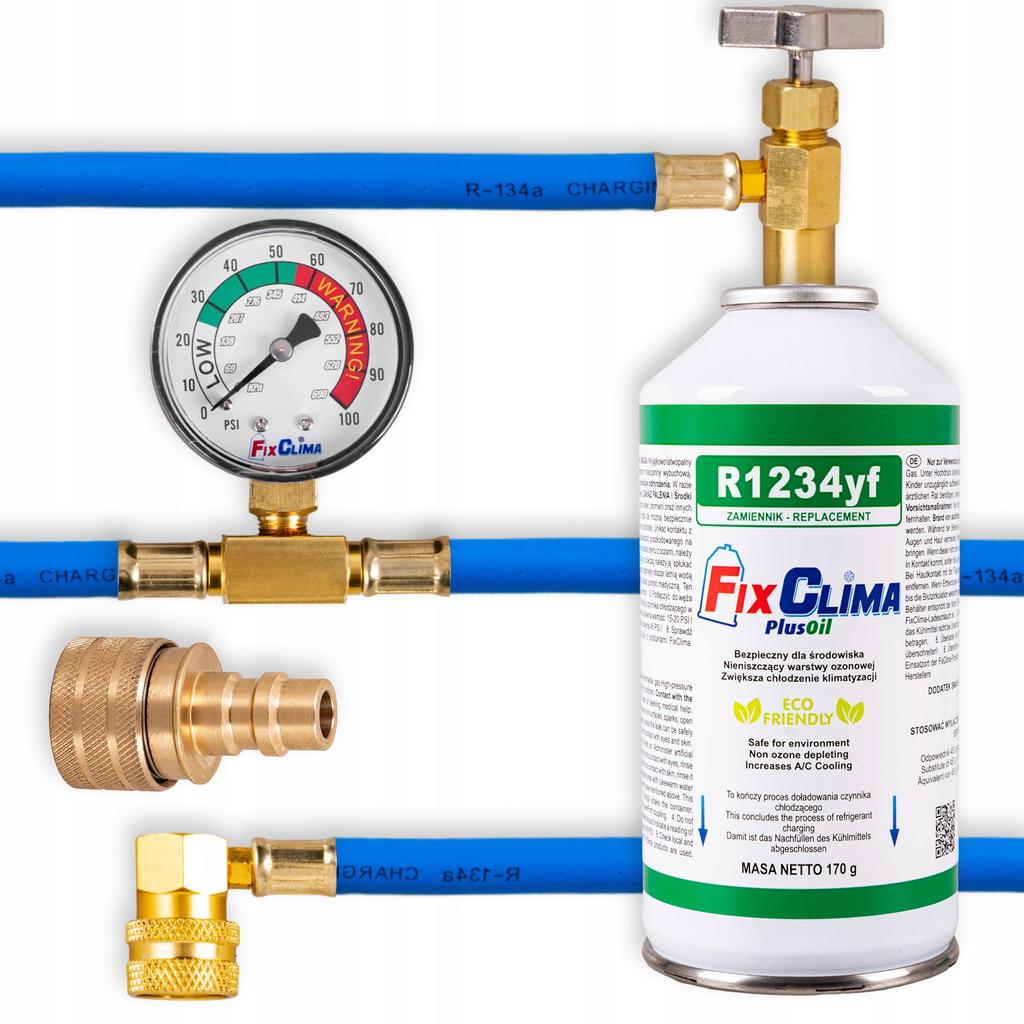 R1234YF AIR CONDITIONING REFILL KIT + ADAPTER