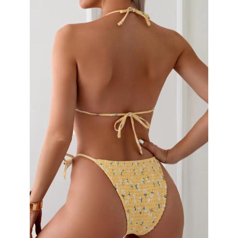 Сексуальный купальник бикини халтер женский купальник с принтом контрастного цвета на шнуровке купальник из двух частей женский набор бикини