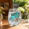 Durable Thick Base Glass Cups Stemless Wine Glasses with Marine Animal Pattern, 420ml Capacity, High Borosilicate Decorative Aesthetic Water Tumblers