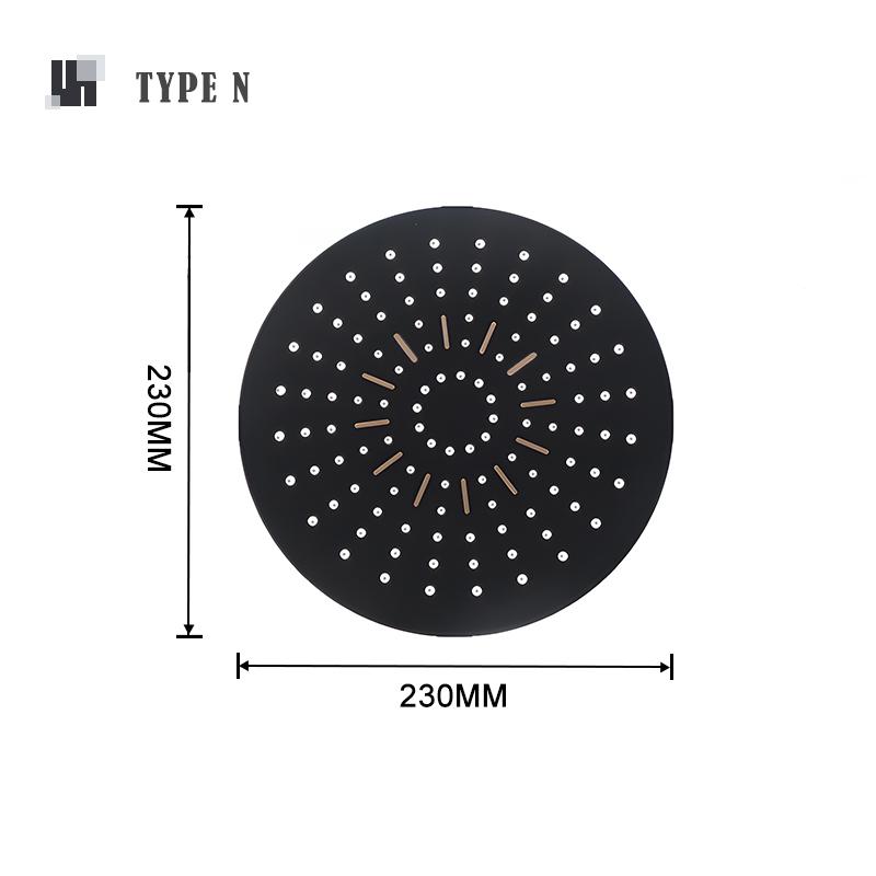 8/10/12 Inch Rainfall Shower Head Round Square ABS Rain Shower Head Pressurized Big Overhead Shower Black Chrome Gold Grey