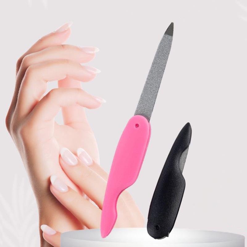 Двусторонняя складная пилка из нержавеющей стали для полировки и придания формы ногтям