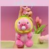 Plush Capybara Charming Keychain With Pink Hood Bubble Design Gift Cute