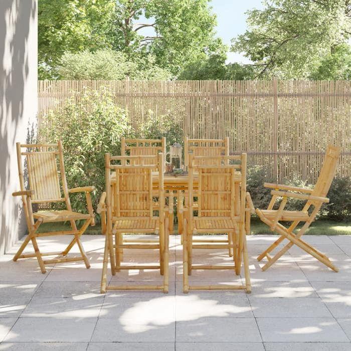 VidaXL Chaises pliables de jardin lot de 6 53x66x99 cm bambou, chaise pliable, meuble d'extérieur, chaise à manger, meuble 3278515
