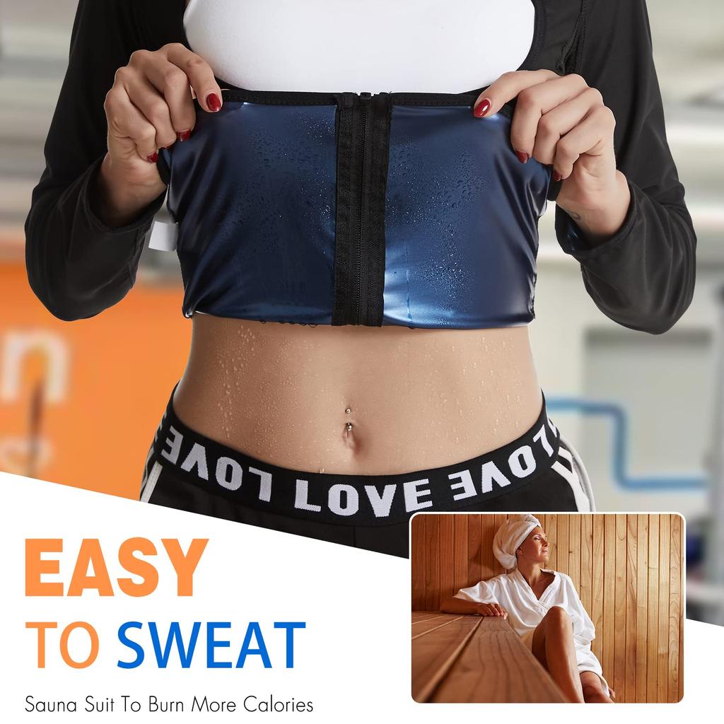 Костюм для сауны с улавливанием тепла для женщин, спортивный жилет для сауны с длинными рукавами для похудения, формирователь талии, футболка для тренировок, корректирующее белье, рубашка для фитнеса, верхняя куртка