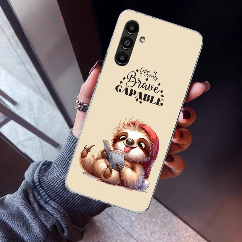 Animal Cute Cartoon Sloth Coffee Phone Case For Samsung Galaxy A17 A16 A15 A14 A13 A57 A56 A55 A54 A53 A37 A36 A35 A34 A33 A26 A