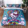 Комплект постельного белья «Единорог» для девочек, двойной размер, розовый, единорог, цветок, покрывало, мечтательный мультяшный единорог, комплект постельного белья из полиэстера