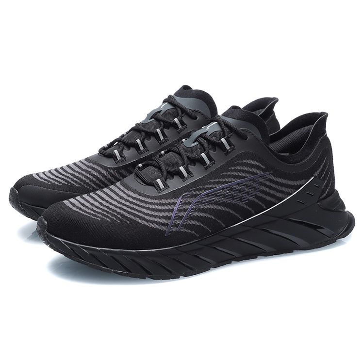 Li-Ning Удобные универсальные амортизирующие нескользящие износостойкие дышащие легкие низкие кроссовки для бега унисекс черные ARHR059-3