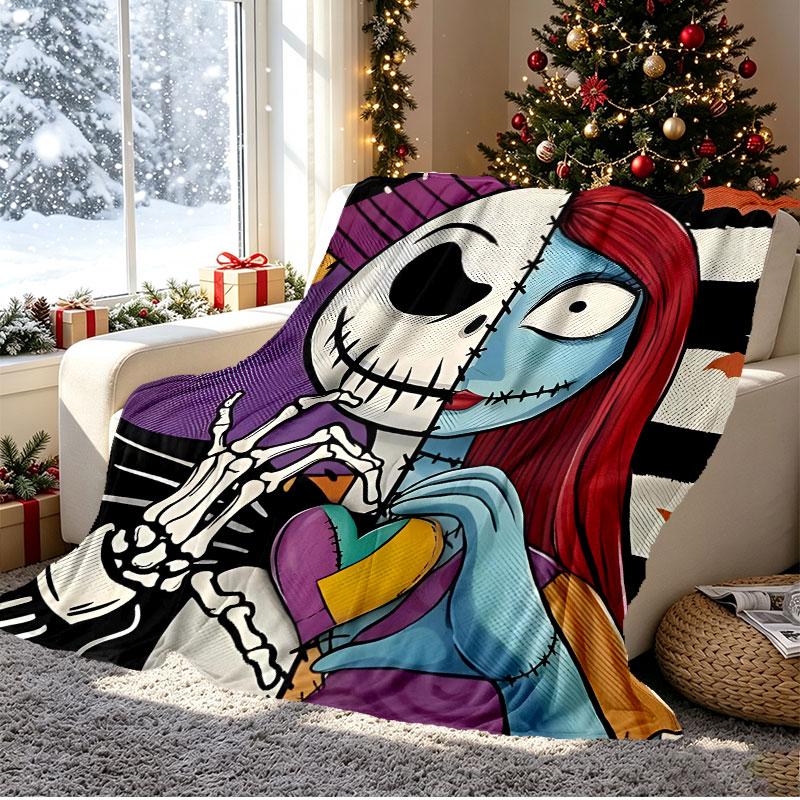 The Nightmare Before Christmas Pattern Blanket for Home Decoration, Bed, Sofa, Car Travel, Camping, Suitable for All Seasons, Birthday Christmas Gift