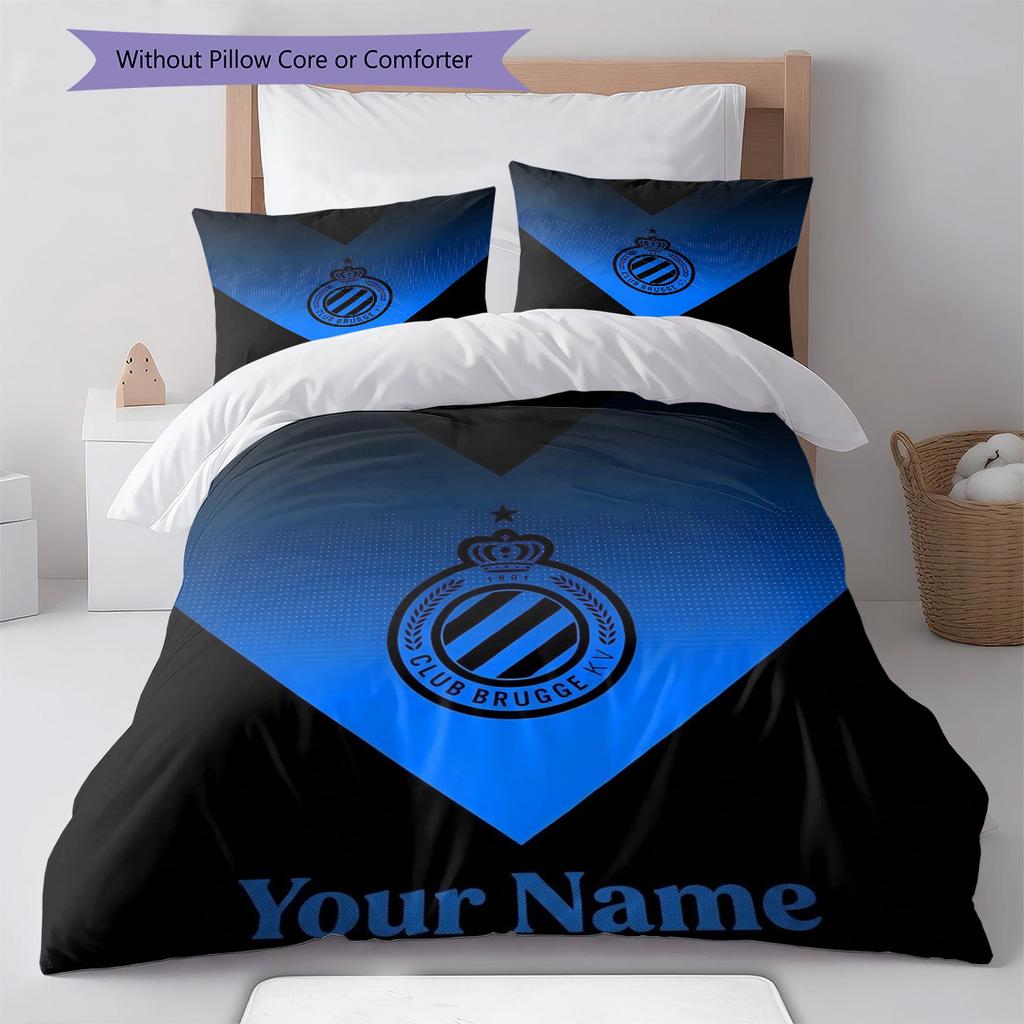 Club Brugge Kv Crest Custom Name Pattern Bedding Quilt Set Quilt Cover Pillowcase Home Birthday Gift(1 * duvet cover + 2 * pillowcase, without core)
