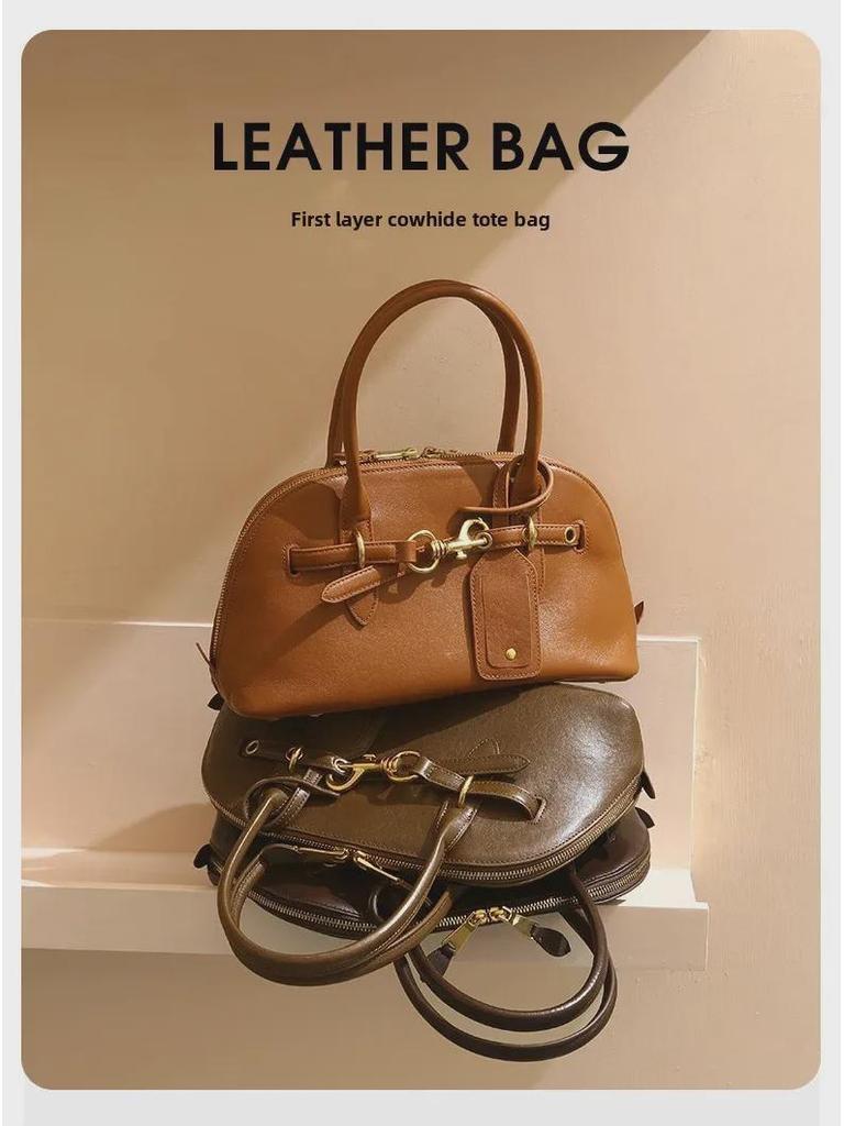 2024 Women's Autumn Genuine Leather Shoulder & Messenger Bags - Large Capacity, Fashionable, High-End Tote for Commuting