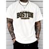 Мужская летняя модная повседневная футболка с коротким рукавом, свободного кроя, больших размеров, с принтом буквы Boston, спортивная, с круглым вырезом
