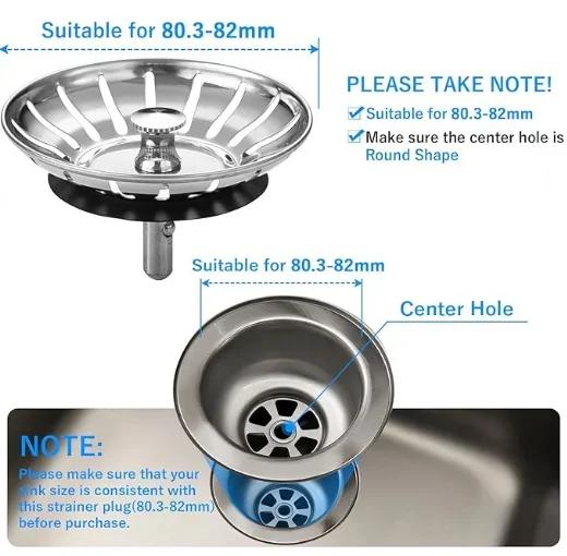 Stainless Steel Sink Filter Bathtub Drain Hair Catcher Kitchen/Bathroom Plug