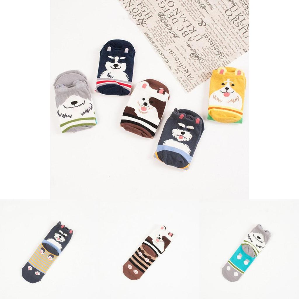 Premium Quality Womens Cotton Socks Featuring Cute Cartoon Dog Motif