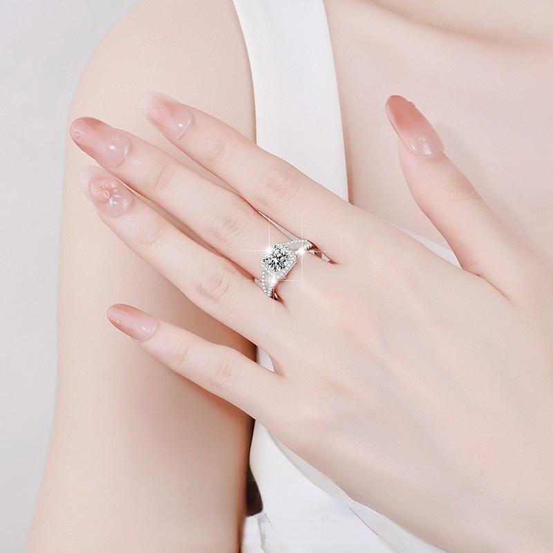 S925 Sterling Silver Ring Moissanite Ring Engagement Wedding Woman 1 Carat Diamond Jewelry