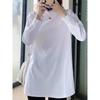 Autumn and Winter New Versatile White Inner Long-sleeved Shirt-sleeved T-shirt Women's Medium and Long Thickened Bottoming Shirt
